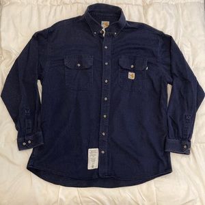 Carhartt Frame-Resistant Classic Twill Shirt Navy Size XL